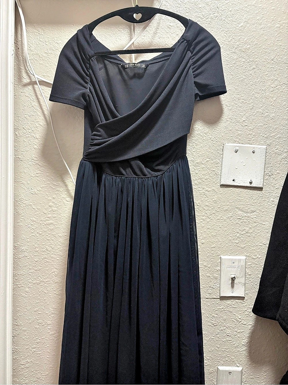 Zara Maxi Draped Dress in Navy Blue Size XS Like New